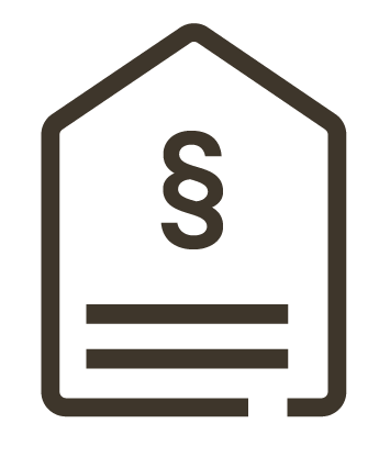 Icon Haus mit Paragraph-Zeichen - Pflegeimmobilie - Pecuria